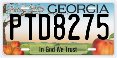GA license plate PTD8275