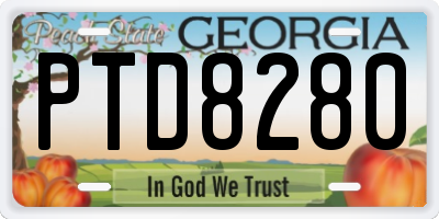 GA license plate PTD8280