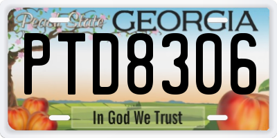 GA license plate PTD8306
