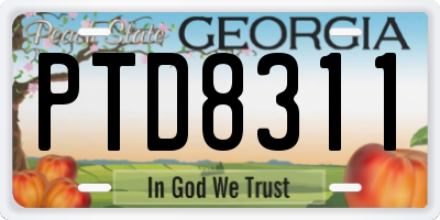 GA license plate PTD8311