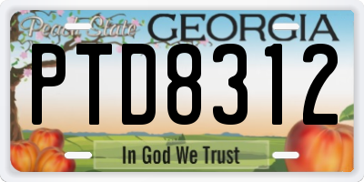 GA license plate PTD8312