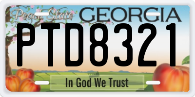 GA license plate PTD8321