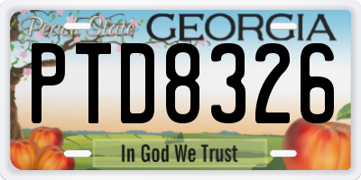 GA license plate PTD8326