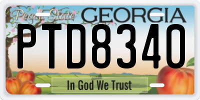 GA license plate PTD8340