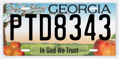 GA license plate PTD8343