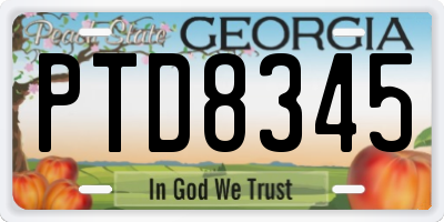 GA license plate PTD8345