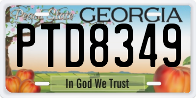 GA license plate PTD8349