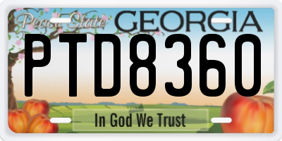 GA license plate PTD8360