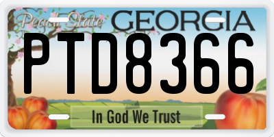 GA license plate PTD8366