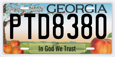 GA license plate PTD8380