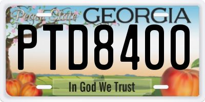 GA license plate PTD8400