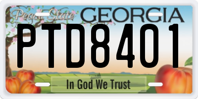 GA license plate PTD8401