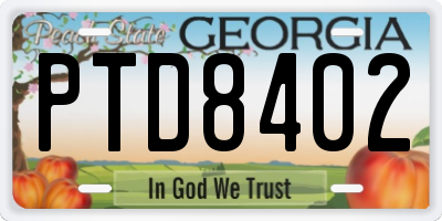 GA license plate PTD8402