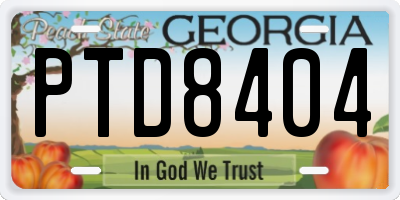 GA license plate PTD8404