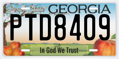 GA license plate PTD8409