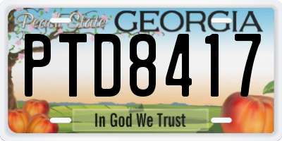 GA license plate PTD8417