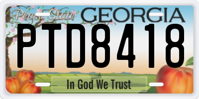 GA license plate PTD8418