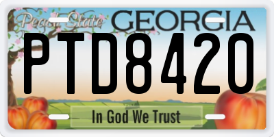 GA license plate PTD8420