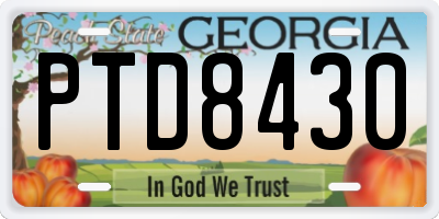 GA license plate PTD8430