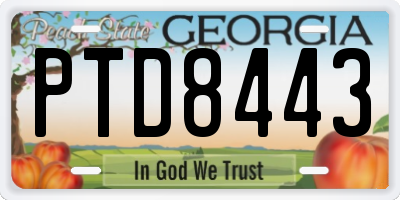 GA license plate PTD8443
