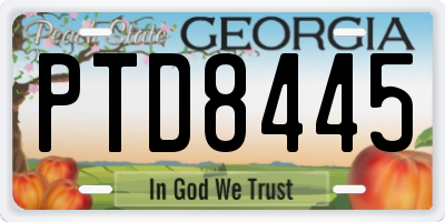 GA license plate PTD8445
