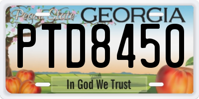 GA license plate PTD8450