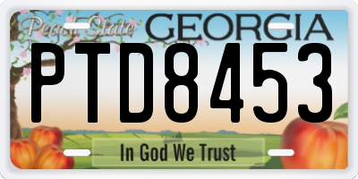 GA license plate PTD8453