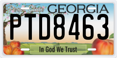GA license plate PTD8463