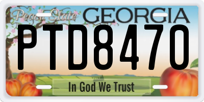 GA license plate PTD8470