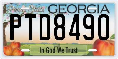 GA license plate PTD8490