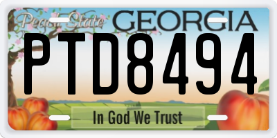 GA license plate PTD8494