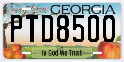 GA license plate PTD8500