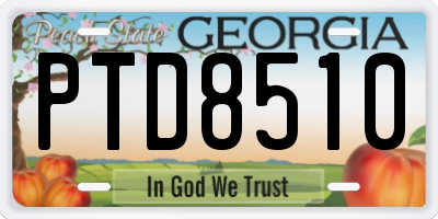 GA license plate PTD8510
