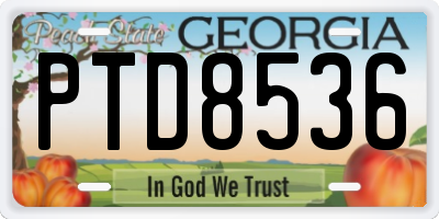 GA license plate PTD8536
