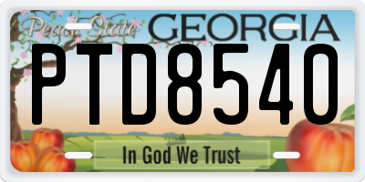 GA license plate PTD8540