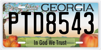 GA license plate PTD8543