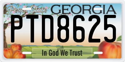 GA license plate PTD8625