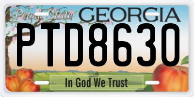 GA license plate PTD8630