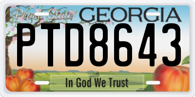 GA license plate PTD8643