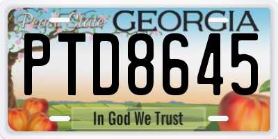 GA license plate PTD8645