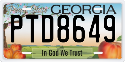 GA license plate PTD8649