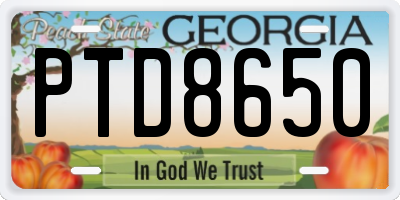 GA license plate PTD8650