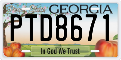 GA license plate PTD8671