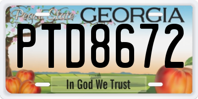 GA license plate PTD8672