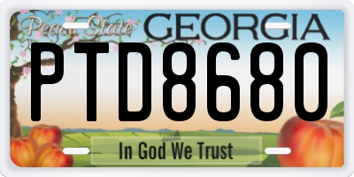 GA license plate PTD8680
