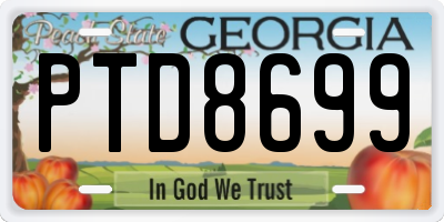 GA license plate PTD8699