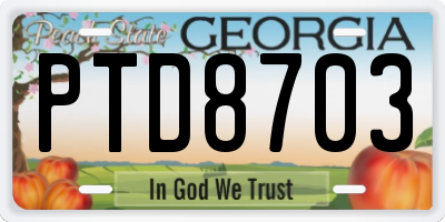 GA license plate PTD8703