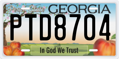 GA license plate PTD8704