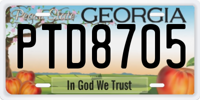 GA license plate PTD8705