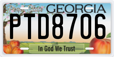 GA license plate PTD8706